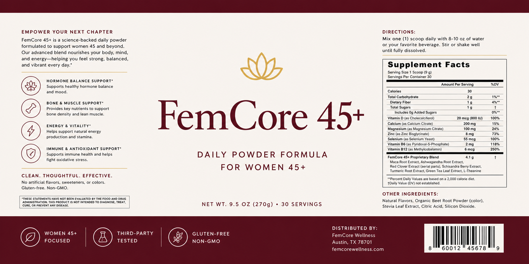 FemCore 45+ Daily Collagen System – Vanilla Bean Powder | Big Launch